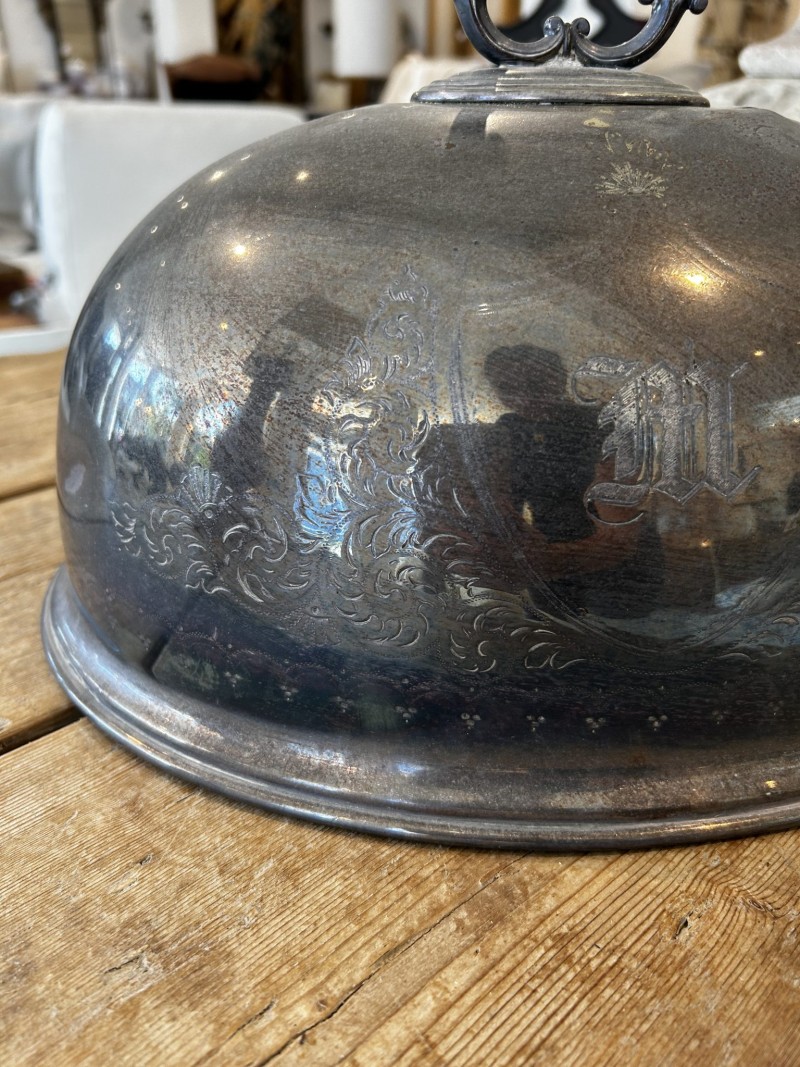 Silver Plate Cloche with M Monogram - Image 2