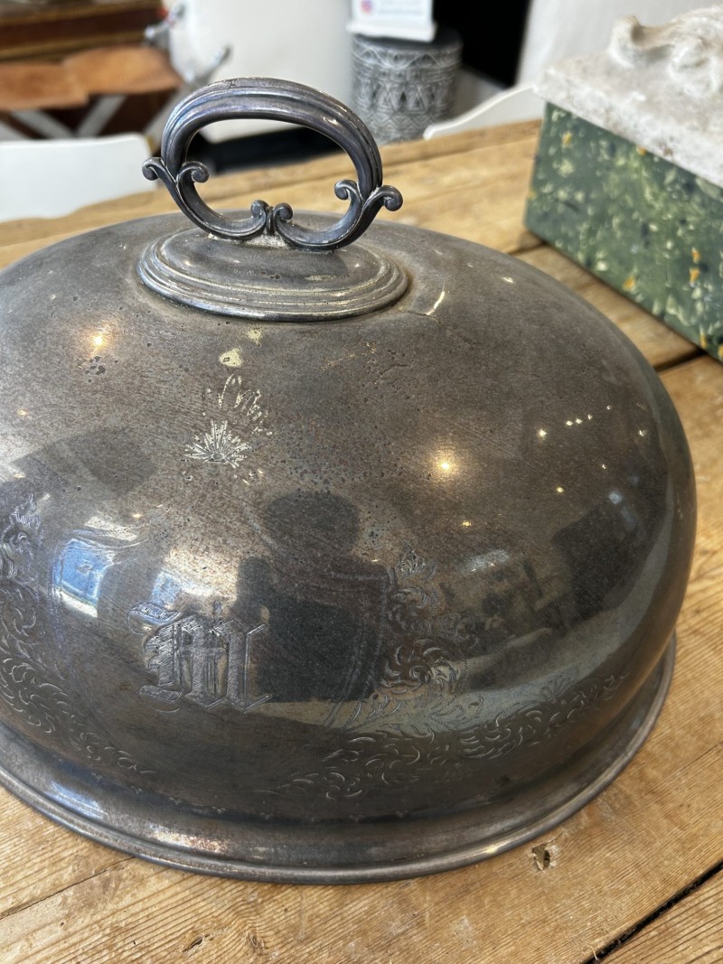 Silver Plate Cloche with M Monogram - Image 3