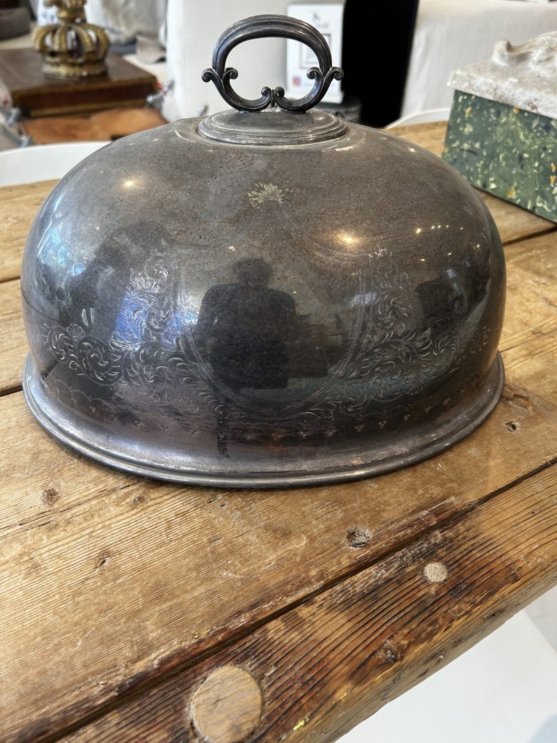 Silver Plate Cloche with M Monogram - Image 4