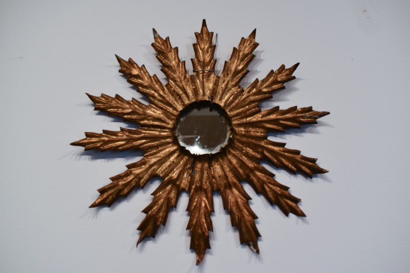 Small Spanish Gilded Iron Leaf Mirror - Image 2