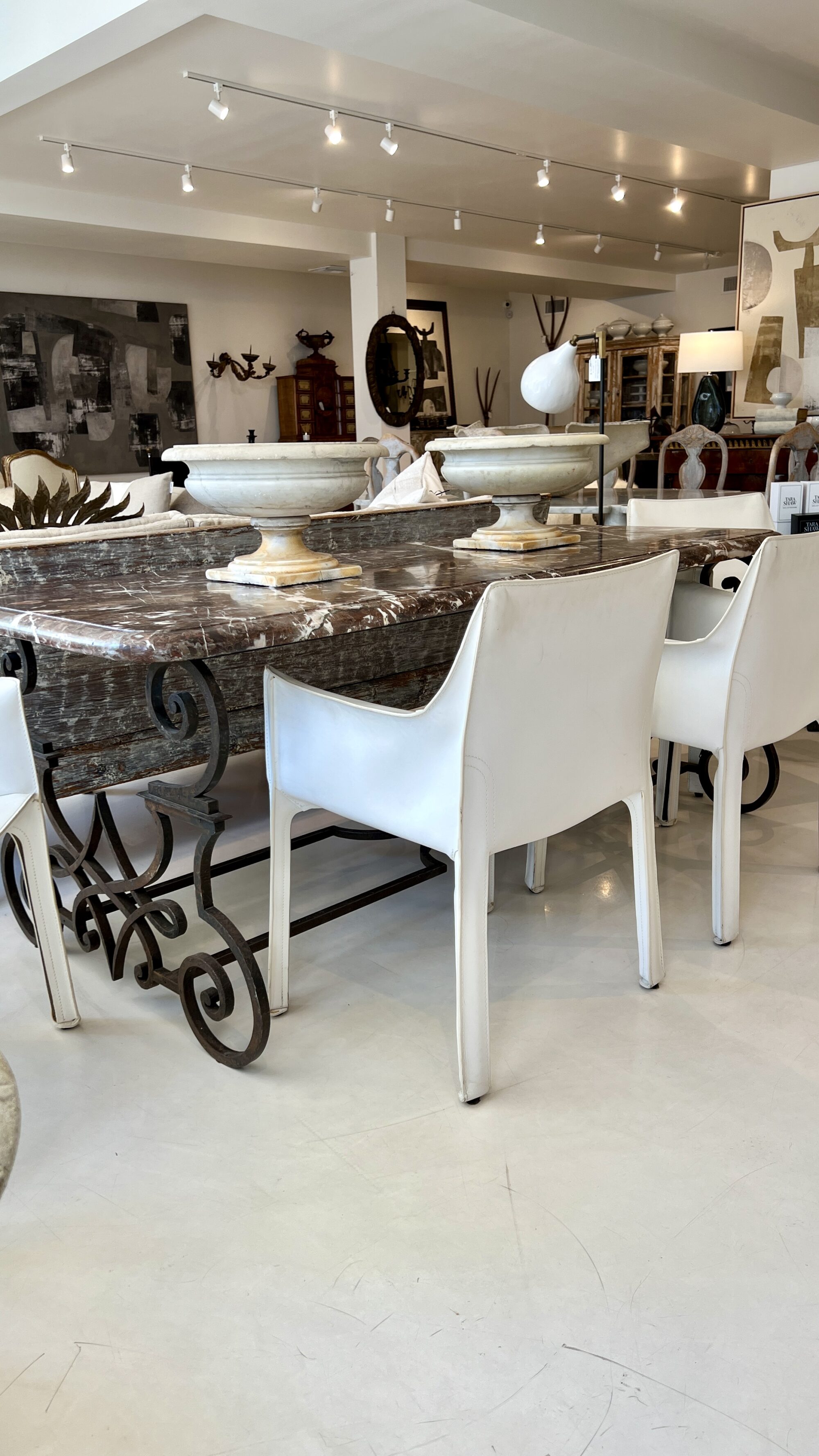 19th Century Hand Forged Iron Dining Table with Conforming Marble Top - Image 9
