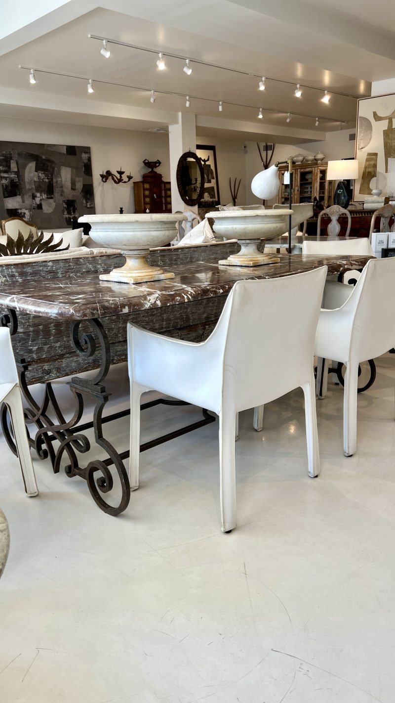 19th Century Hand Forged Iron Dining Table with Conforming Marble Top - Image 9