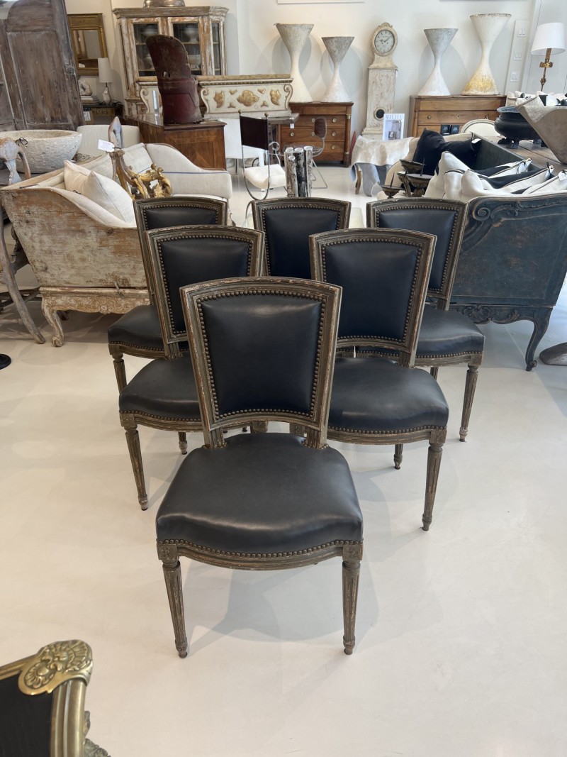 Set of 6 Late 19th Century Louis XVI Chairs - Image 5