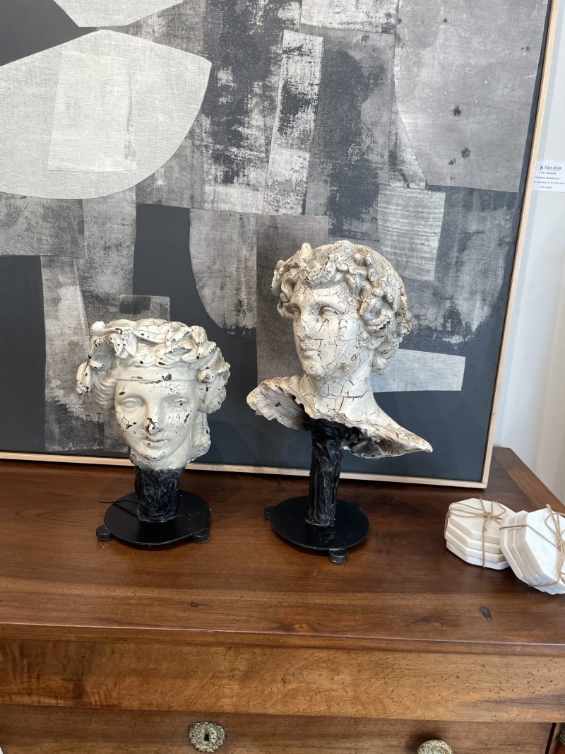 Pair of Swedish Plaster Busts on Stand - Image 2