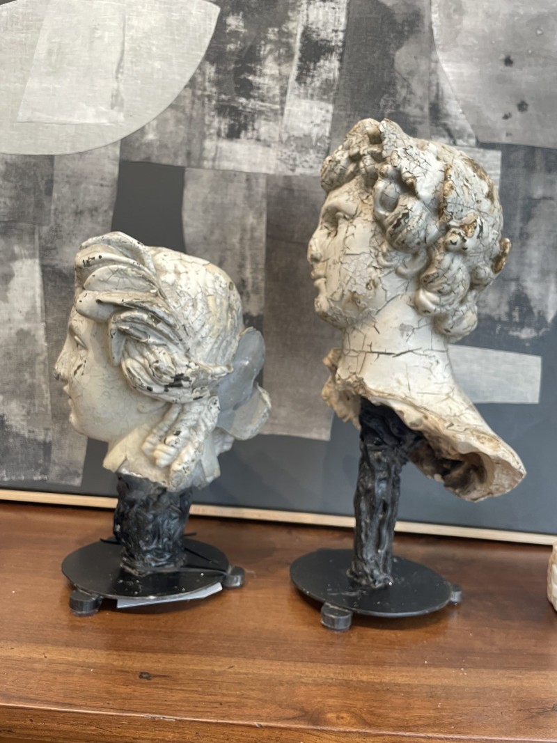 Pair of Swedish Plaster Busts on Stand - Image 7