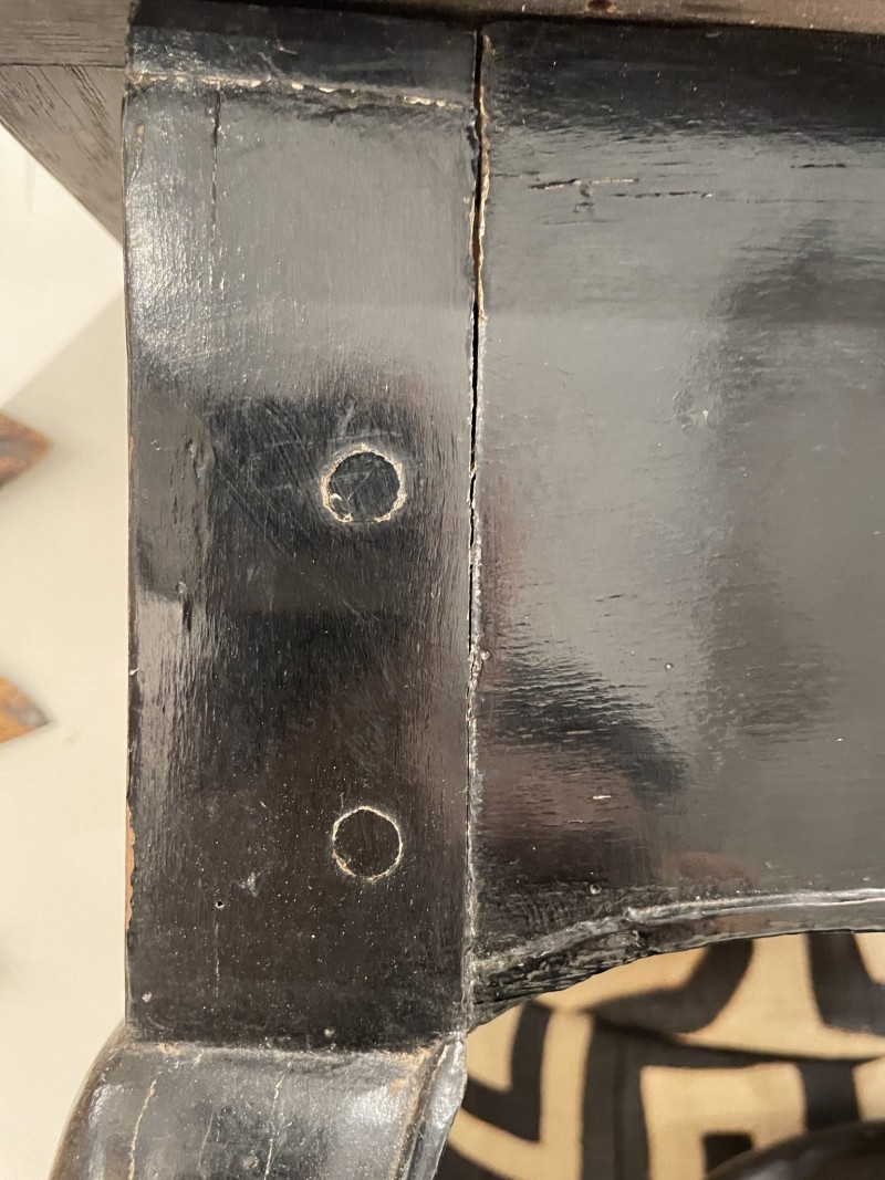 Antique Black French Louis XV Lacquered Desk Table - Image 7