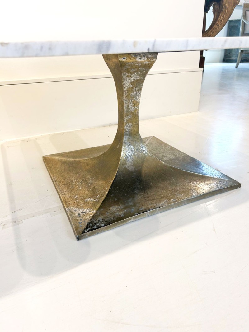 Mid-Century Italian Brass Coffee Table with Carrara Marble Top (Two Available) - Image 4