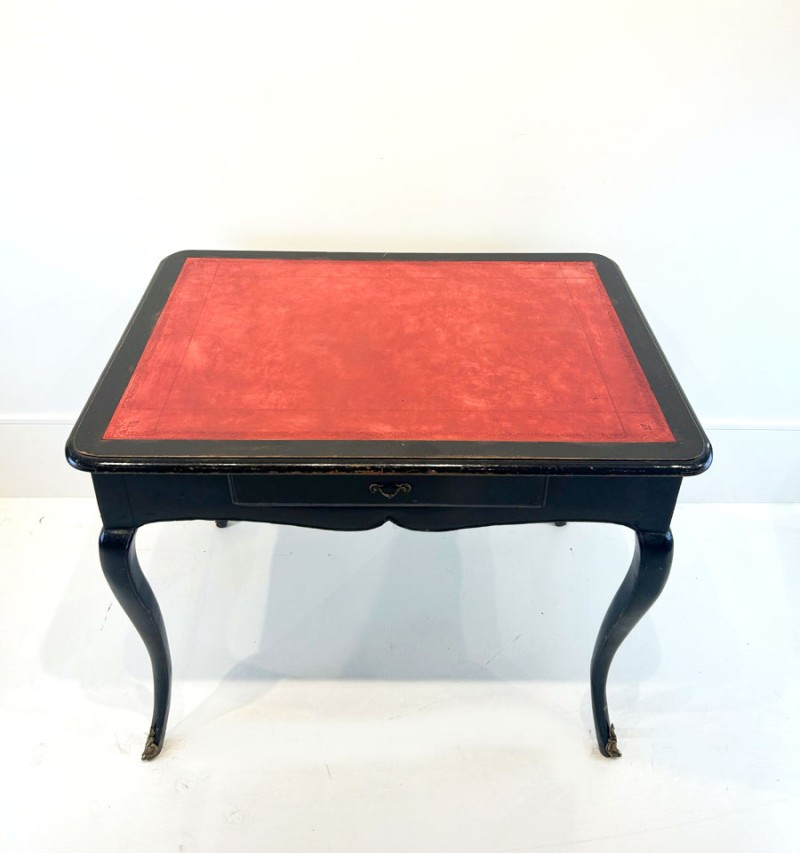 Antique Black French Louis XV Lacquered Desk Table - Image 2