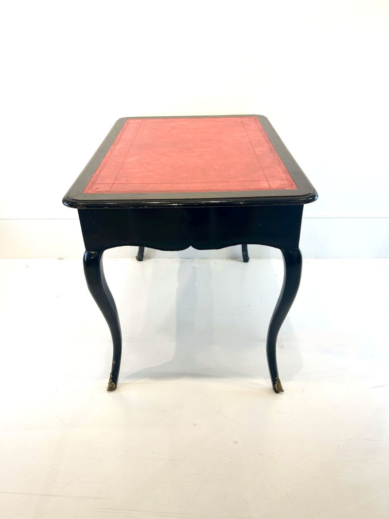 Antique Black French Louis XV Lacquered Desk Table - Image 3