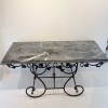 Pair of 19th Century French Marble Top Iron Consoles with Grape Detail - Image 3