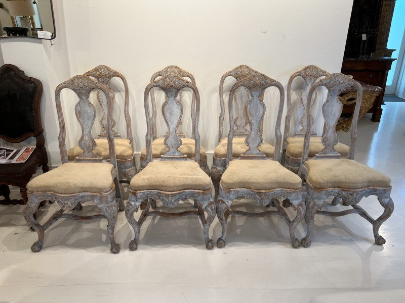 19th Century Swedish Rococo Set of 8 Dining Chairs - Image 12