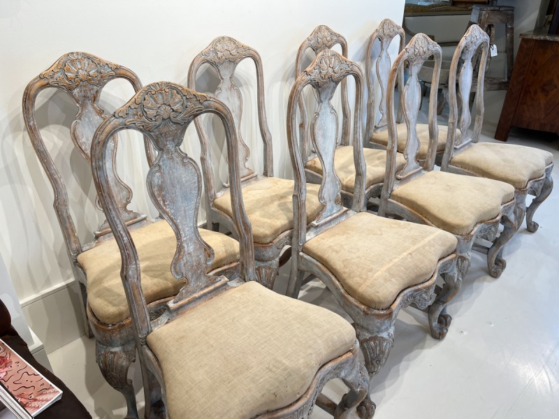 19th Century Swedish Rococo Set of 8 Dining Chairs - Image 11