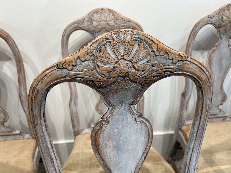 19th Century Swedish Rococo Set of 8 Dining Chairs - Image 10