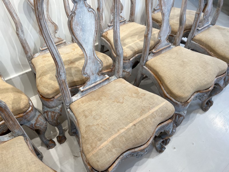 19th Century Swedish Rococo Set of 8 Dining Chairs - Image 7