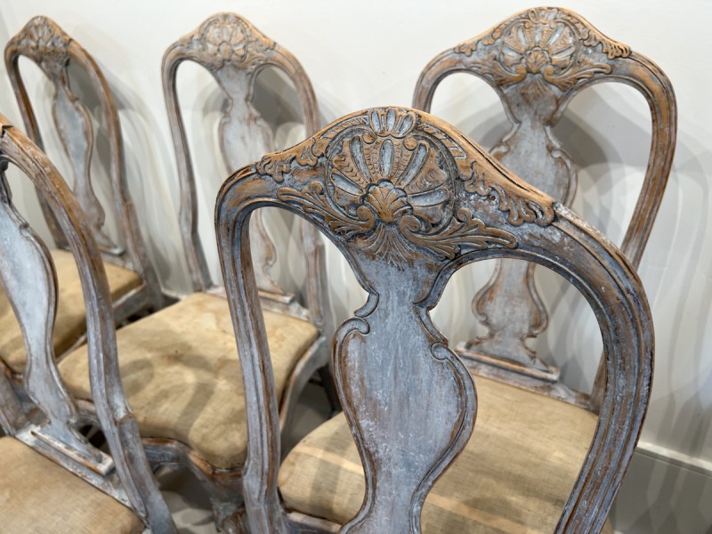 19th Century Swedish Rococo Set of 8 Dining Chairs - Image 6