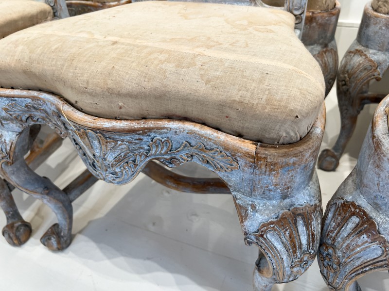 19th Century Swedish Rococo Set of 8 Dining Chairs - Image 2