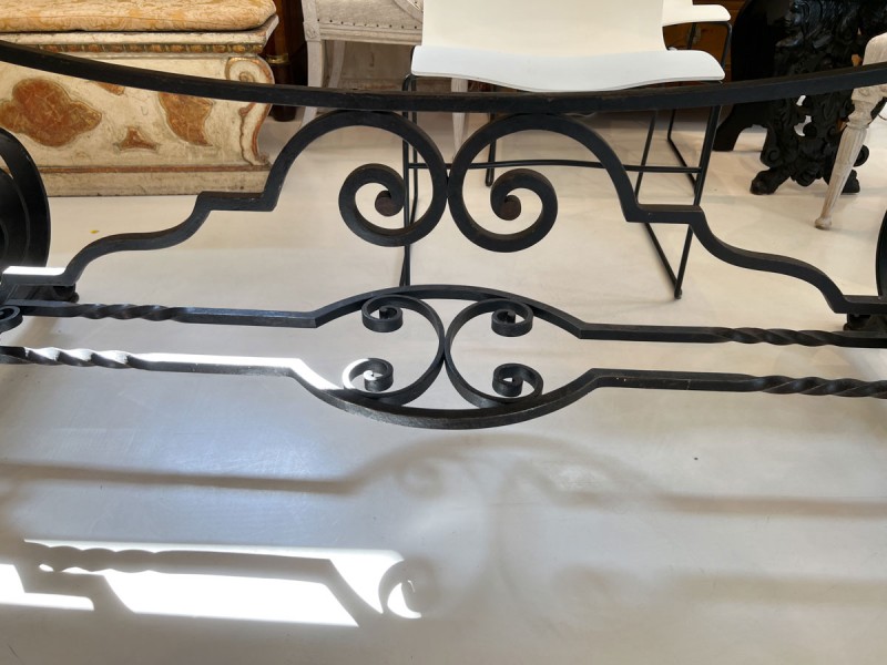 Large Mid-Century Forged Iron & Marble Dining Table - Image 5