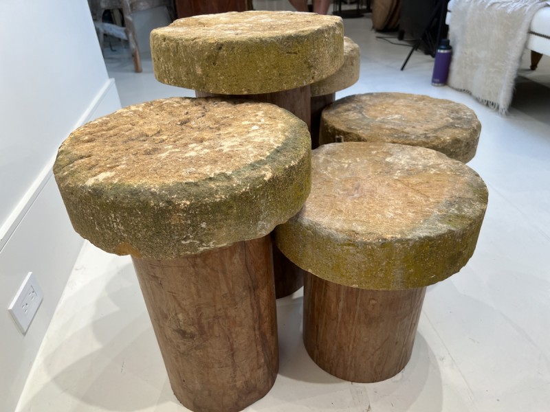 5 Acacia Wood Tables with Stone Tops - Image 6