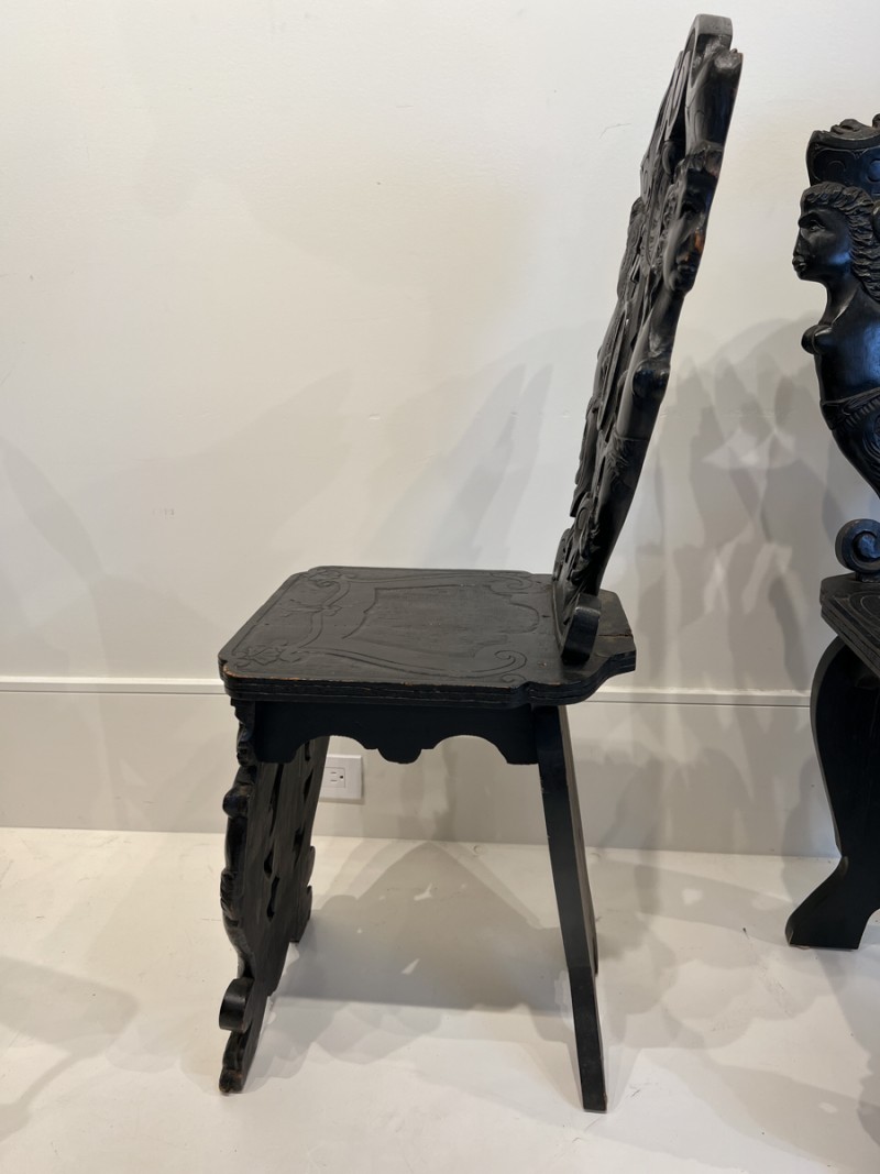 Pair of 19th Century Black Forest Escabell Chairs - Image 7