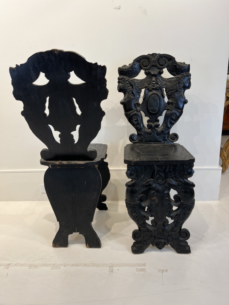 Pair of 19th Century Black Forest Escabell Chairs - Image 8