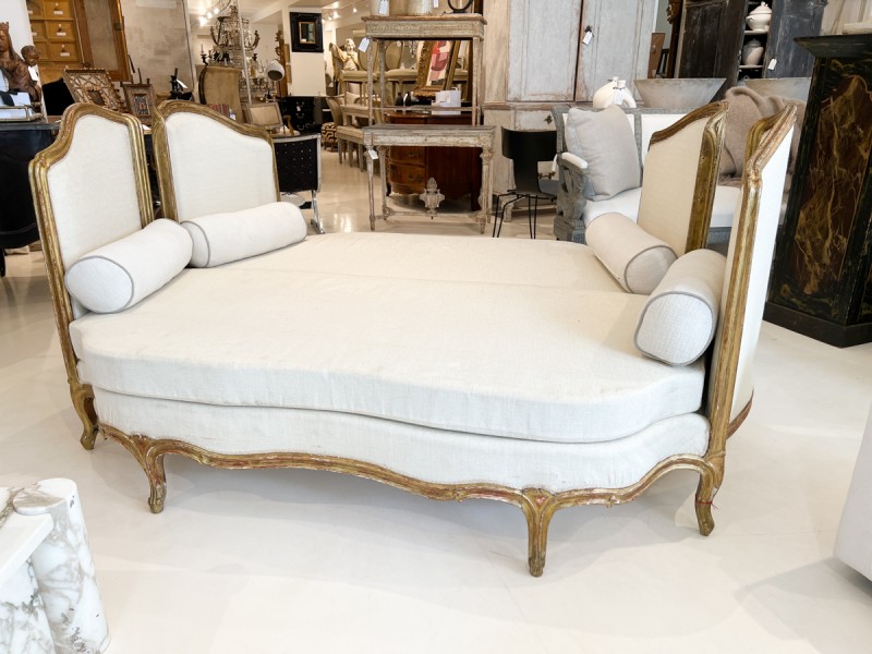 Pair of Large 19th Century Gilded Louis XV Banquettes - Image 11