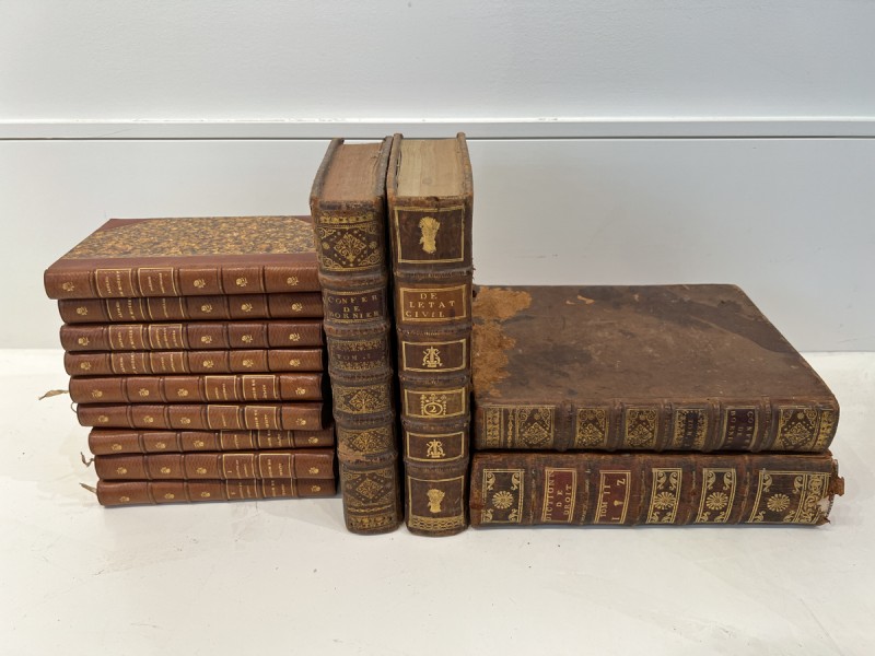 Set of 13 18th Century/19th Century French Leather Bound Books - Image 2