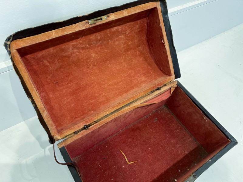 18th Century French Antique Leather Box with Nailheads & Monogram - Image 6