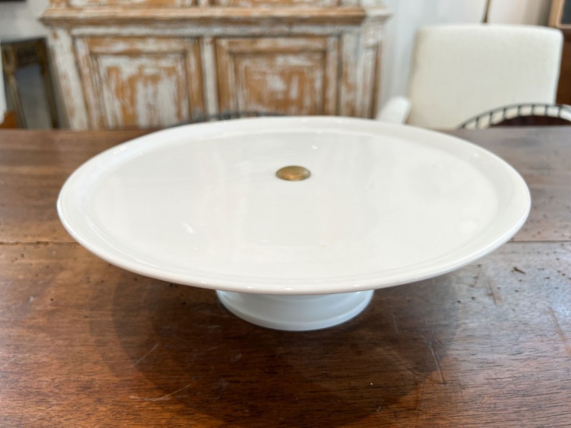 Antique Belgian White Ironstone Cake Platter - Image 3
