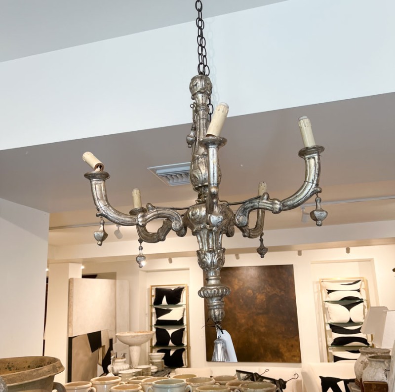 18th Century Italian 6 Arm Silverleaf Chandelier - Image 2