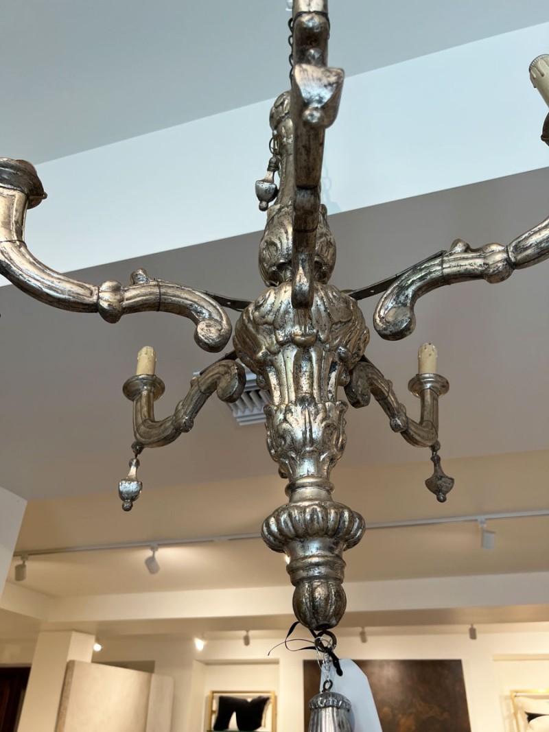 18th Century Italian 6 Arm Silverleaf Chandelier - Image 4
