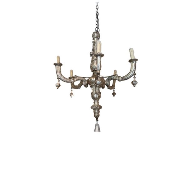 18th Century Italian 6 Arm Silverleaf Chandelier