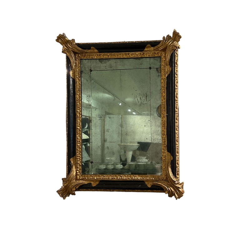 17th Century Venetian Ebonized and Giltwood Mirror