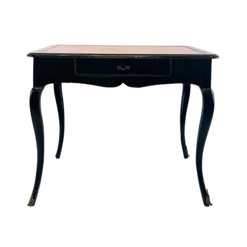 Antique Black French Louis XV Lacquered Desk Table