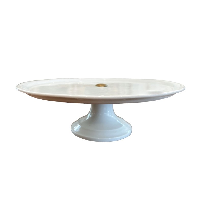 Antique Belgian White Ironstone Cake Platter