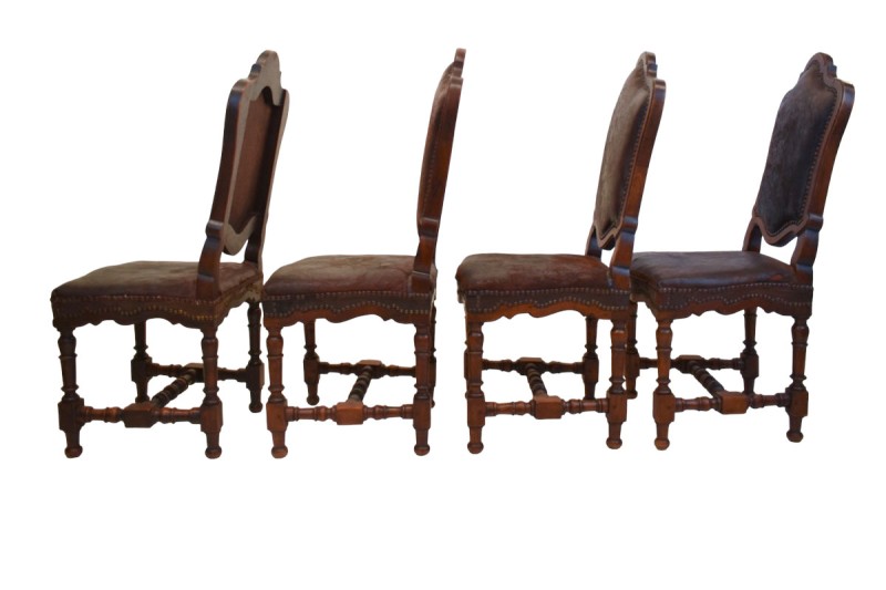 Set of 8 18th Century Venetian Leather Dining Chairs - Image 3