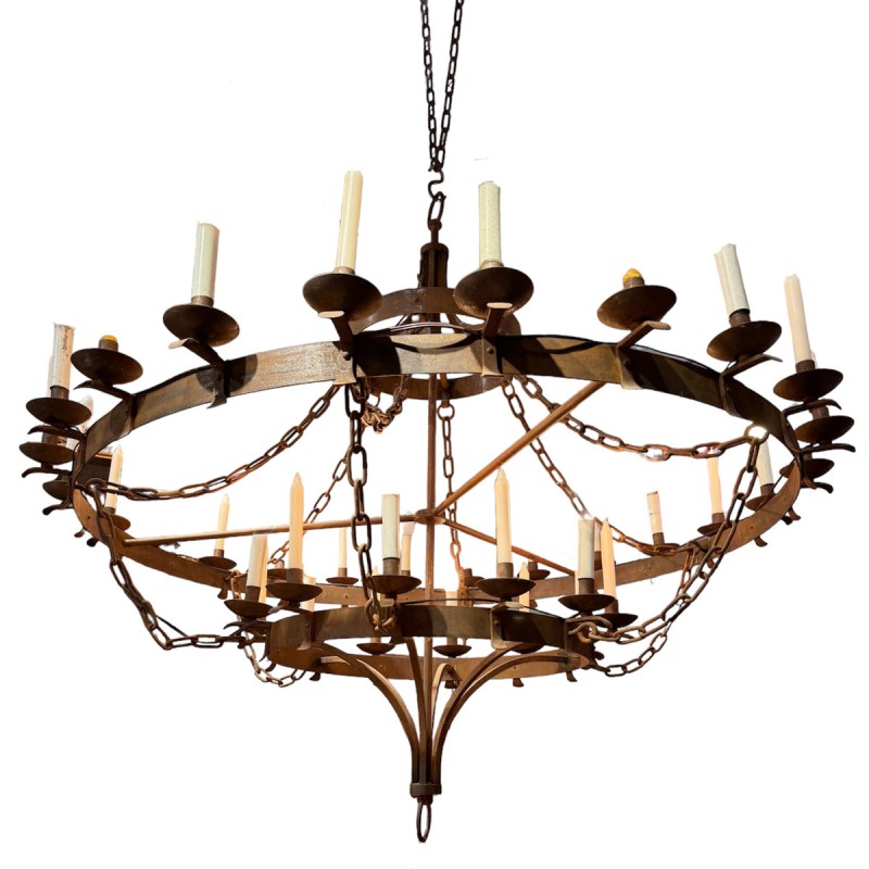 Early 20th Century French 36 Light Chandelier from a Chateau Near Paris