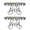 Pair of 19th Century French Marble Top Iron Consoles with Grape Detail