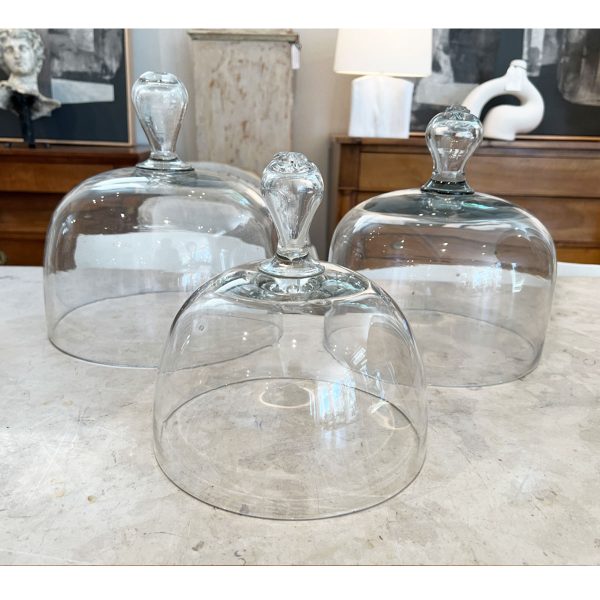 3 Glass Cloches for Cake Plates