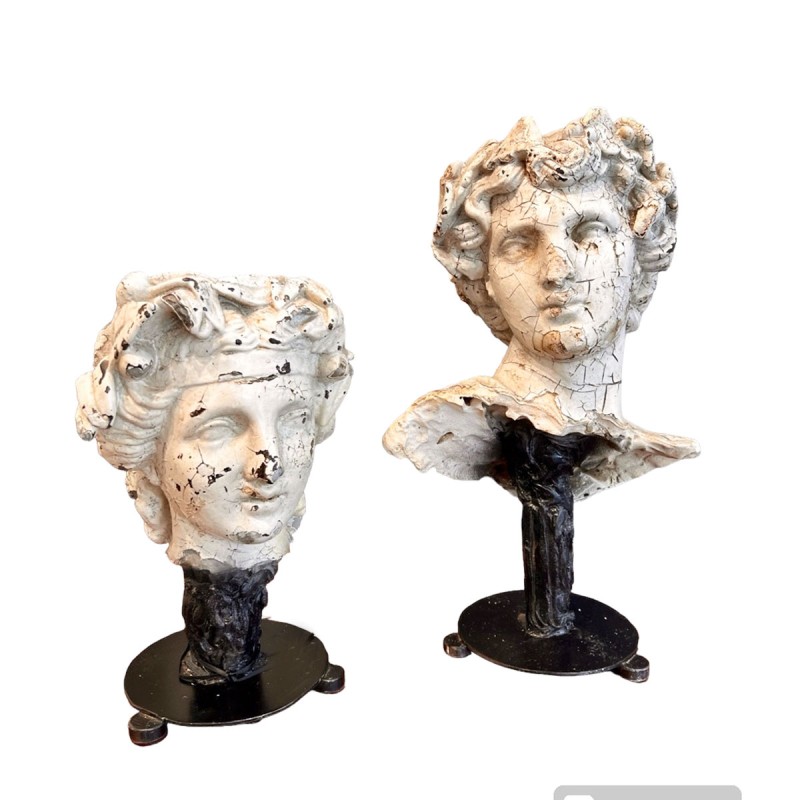 Pair of Swedish Plaster Busts on Stand