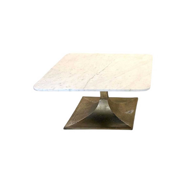 Mid-Century Italian Brass Coffee Table with Carrara Marble Top (Two Available)