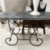 Pair of 19th Century French Marble Top Iron Consoles with Grape Detail - Image 8