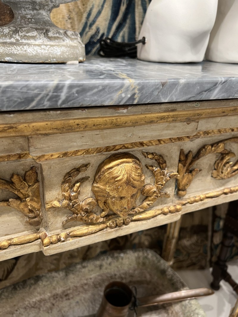 18c French Louis XVI Console with Original Grey Marble - Image 4