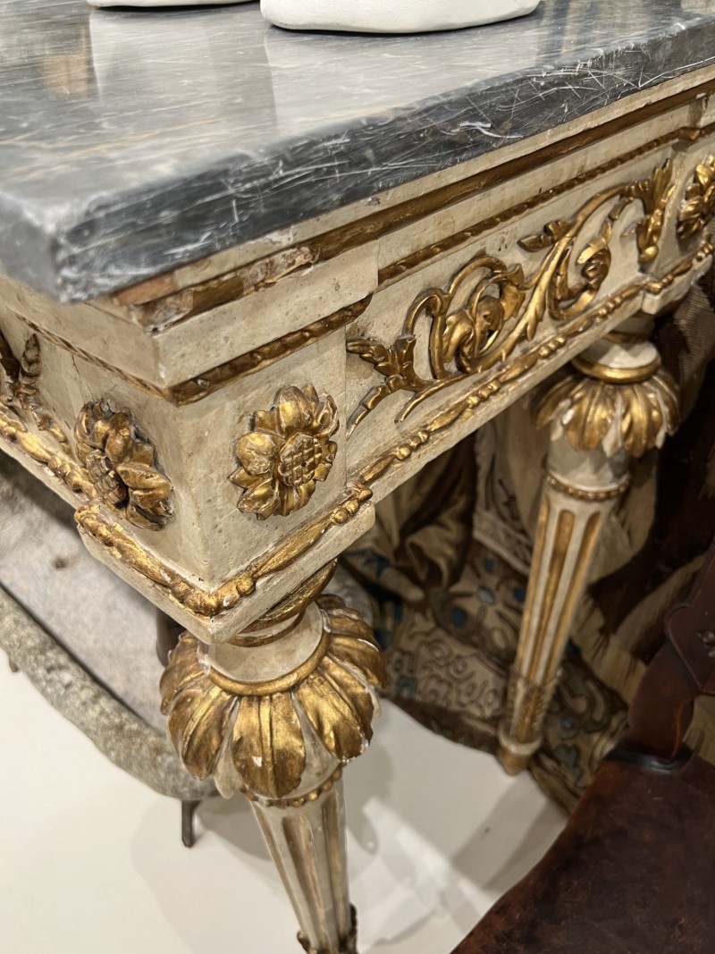 18c French Louis XVI Console with Original Grey Marble - Image 5