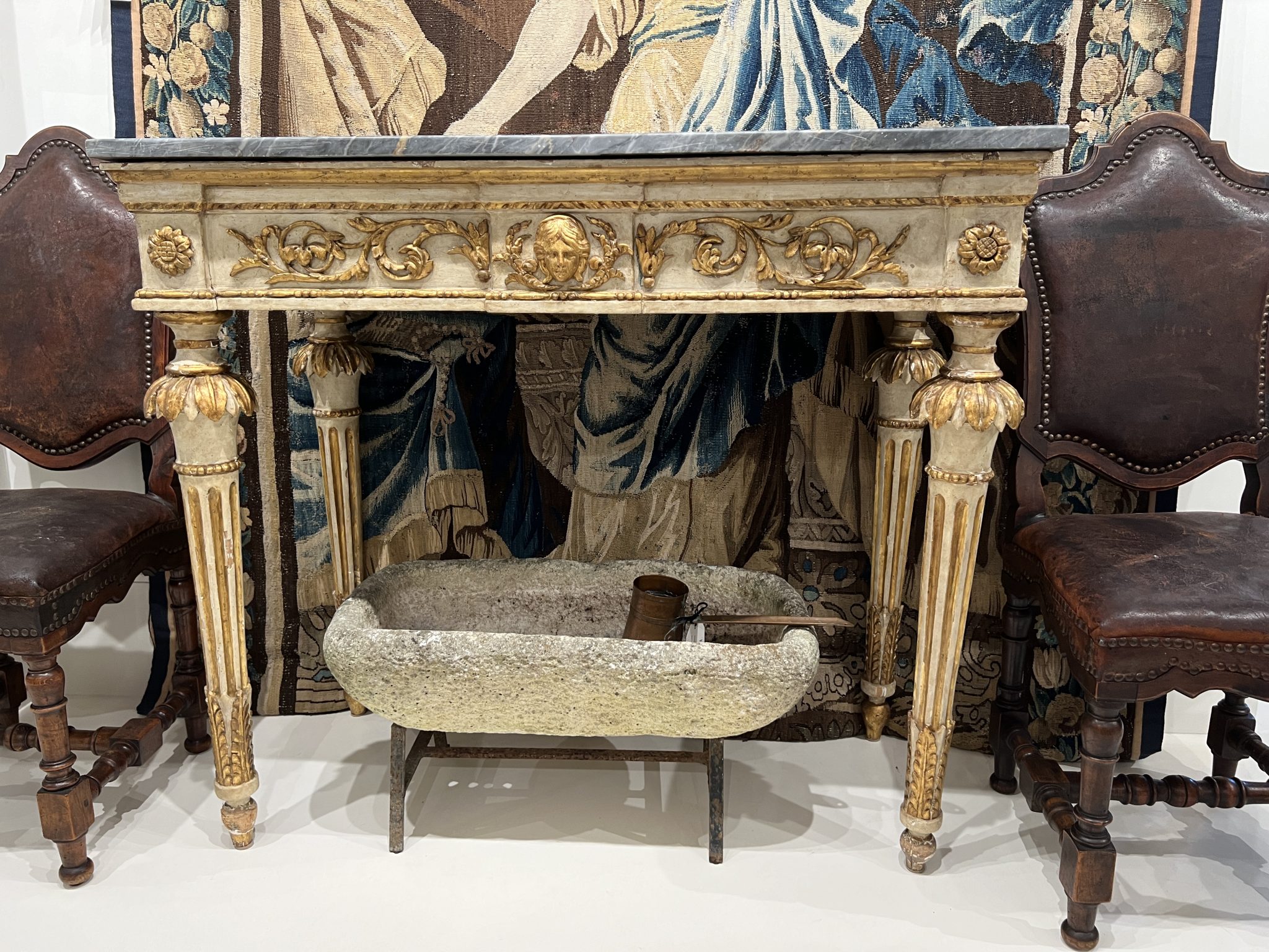 18c French Louis XVI Console with Original Grey Marble - Image 6