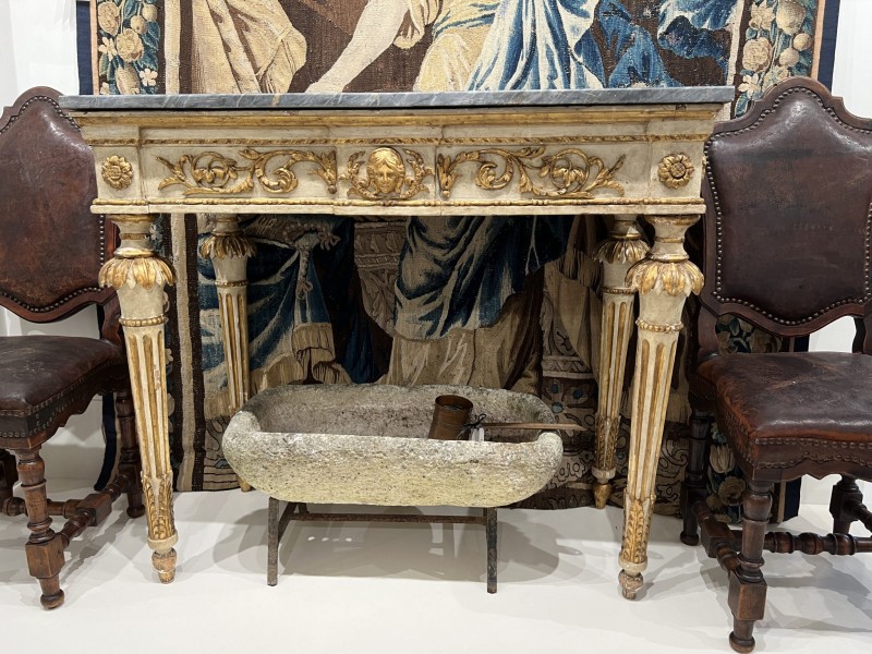 18c French Louis XVI Console with Original Grey Marble - Image 6
