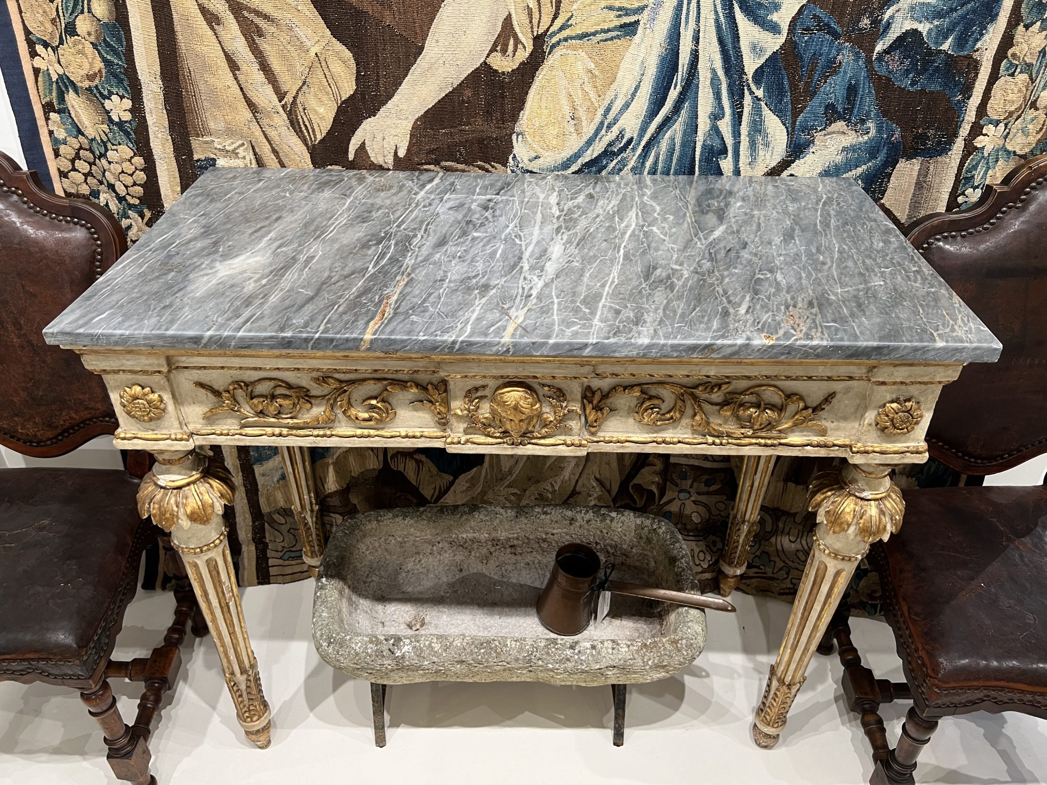 18c French Louis XVI Console with Original Grey Marble - Image 7