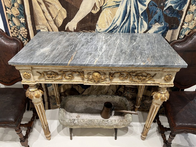 18c French Louis XVI Console with Original Grey Marble - Image 7