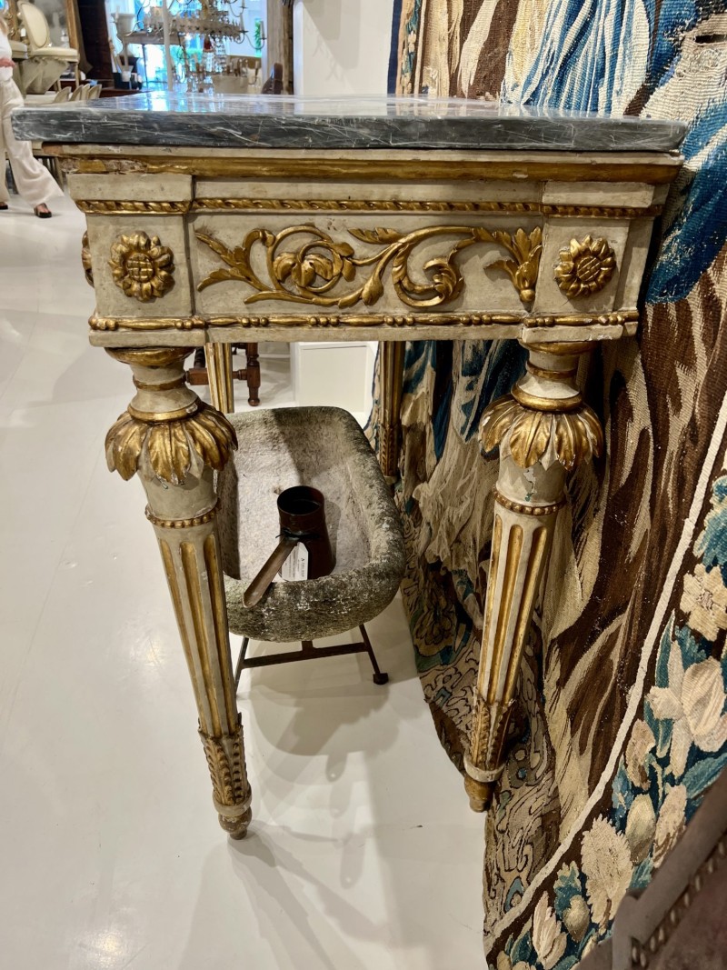 18c French Louis XVI Console with Original Grey Marble - Image 8