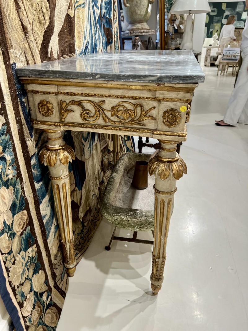 18c French Louis XVI Console with Original Grey Marble - Image 9