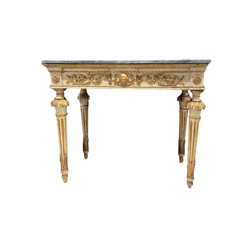 18c French Louis XVI Console with Original Grey Marble